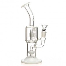 Micro Circ to Disc Perc White Label WP Bubbler with 14mm Martini Bowl